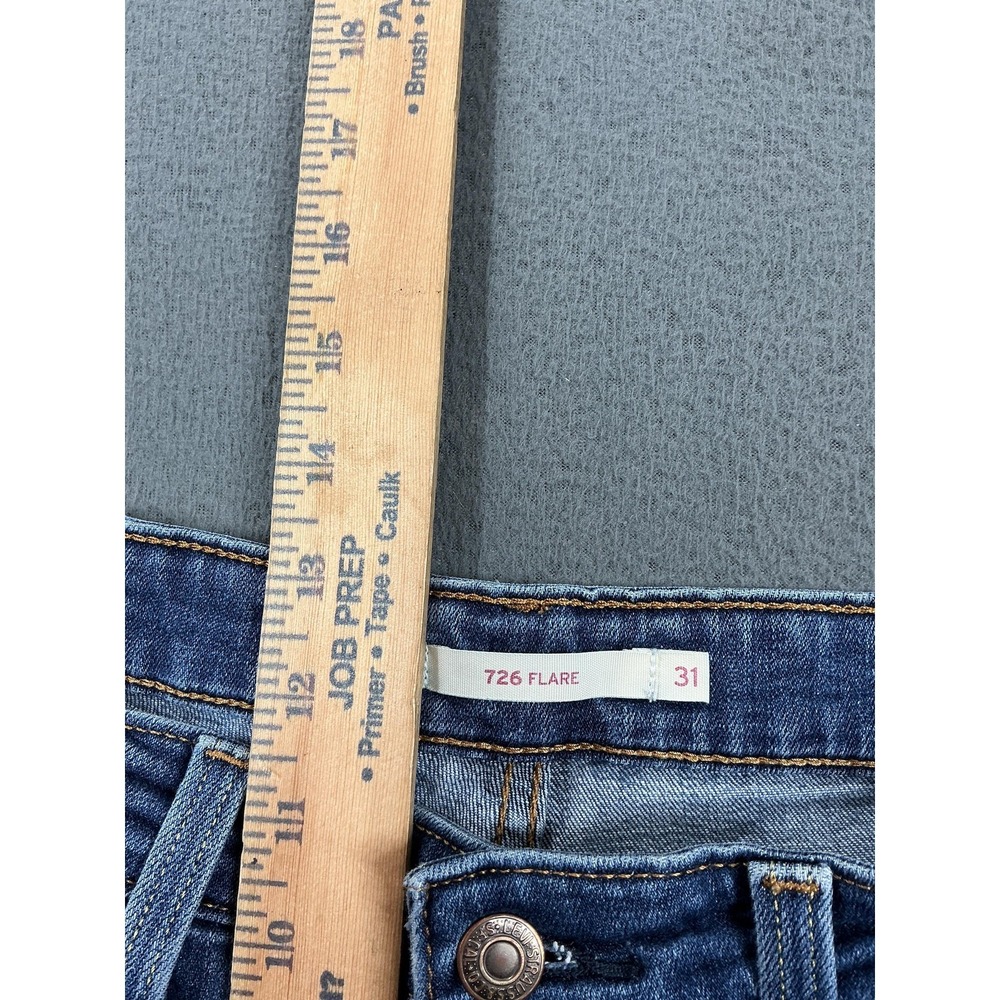 Levi's 726 Flare Jeans Womens 31 Blue Medium Wash High Rise Stretch Denim - Picture 6 of 11